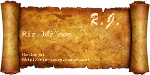 Riz János névjegykártya